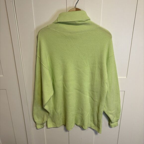Free People Ottoman Slouchy Oversized Tunic Neon Green Sweater Size XS Cowl Neck - Picture 5 of 7